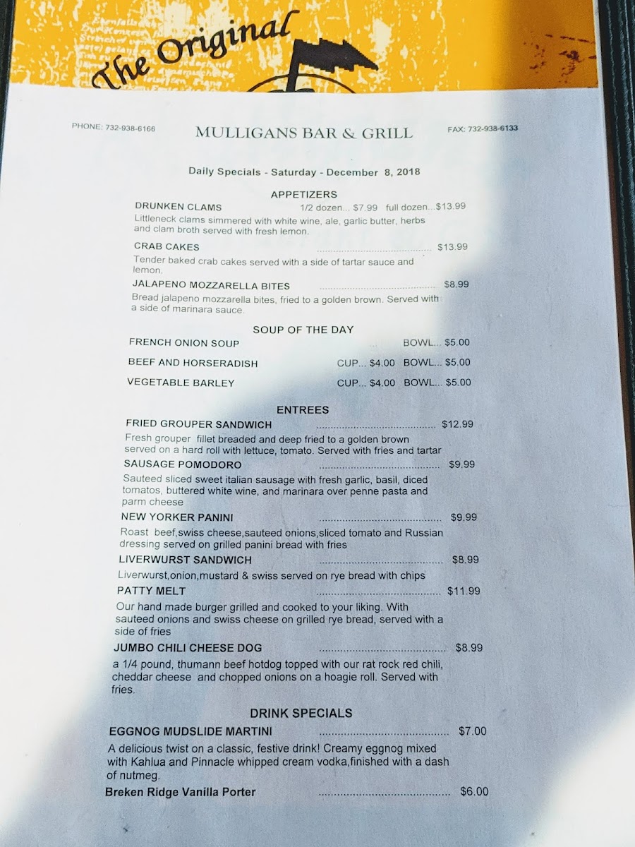 Mulligan's Bar & Restaurant Photo Menu 5
