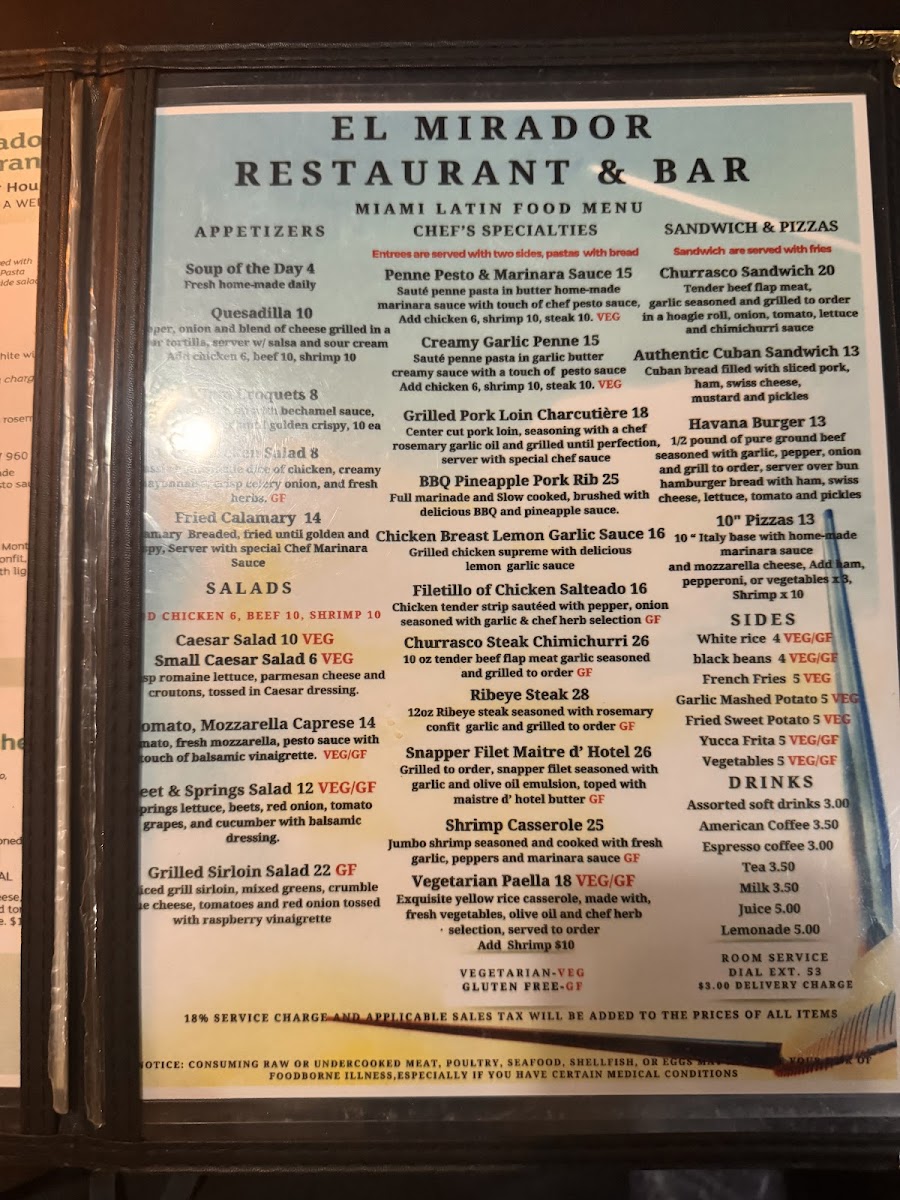El Mirador Photo Menu 1