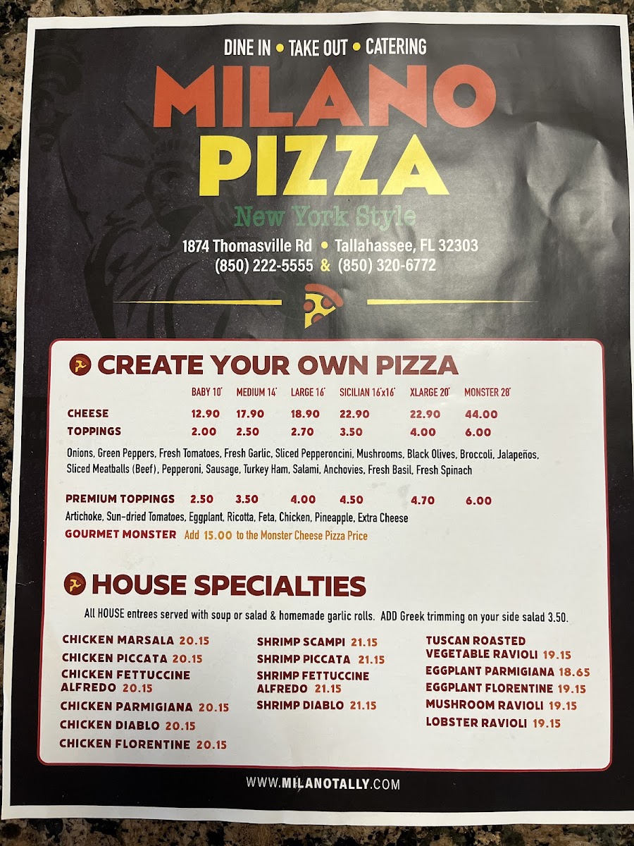 Milano Pizza Photo Menu 2