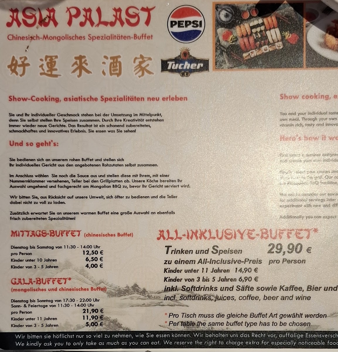 China-Restaurant Asia Palast Photo Menu 1