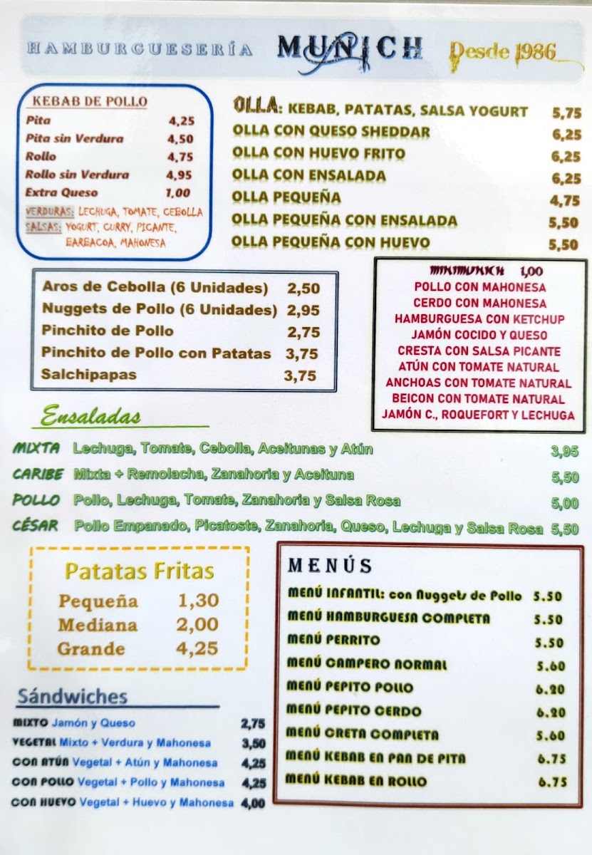 Hamburguesería Munich Photo Menu 1