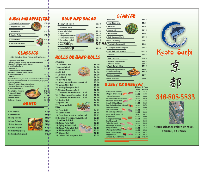 Kyoto Sushi Photo Menu 1