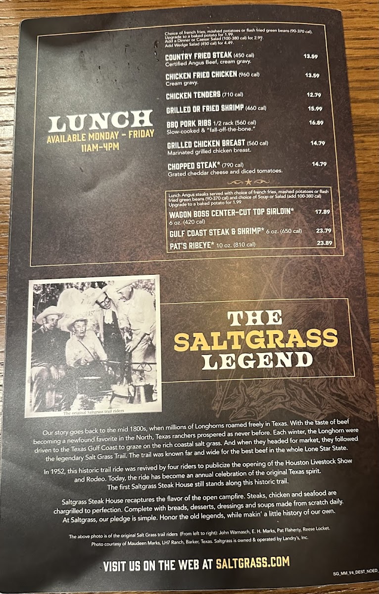 Saltgrass Steak House Photo Menu 10