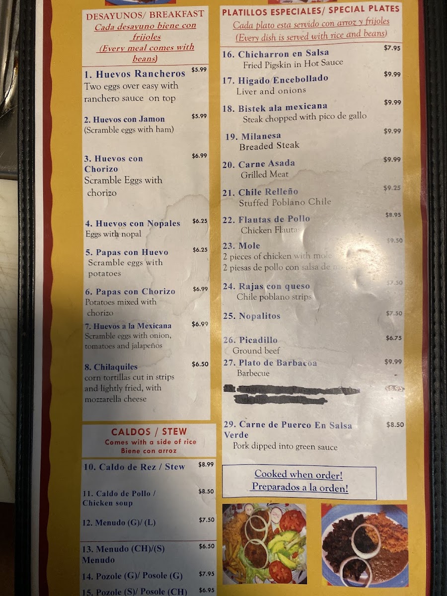 La Hacienda Photo Menu 2