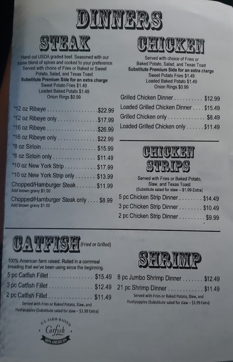 Don's Steakhouse Photo Menu 1