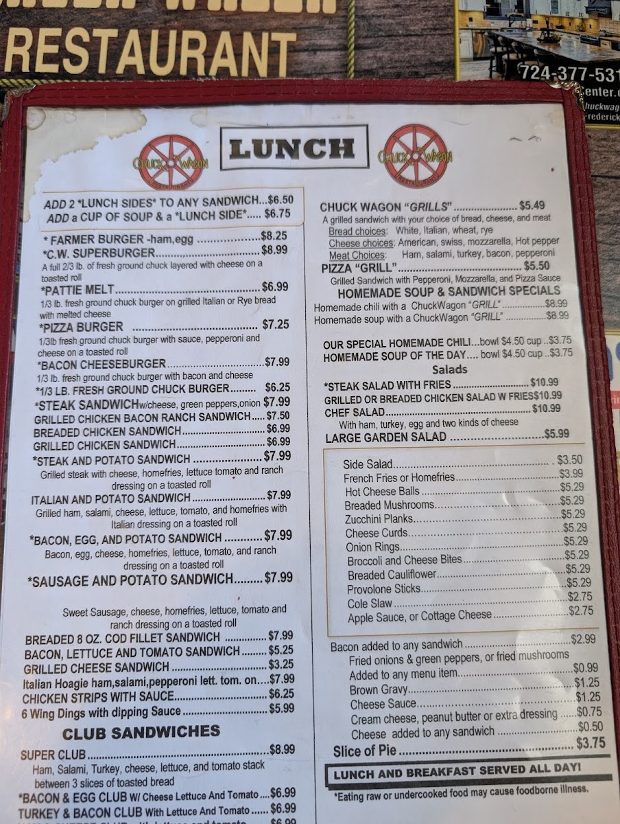 Chuck Wagon Restaurant Photo Menu 1