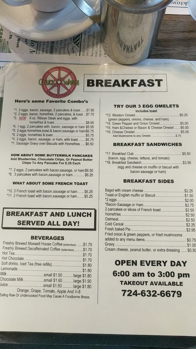 Chuck Wagon Restaurant Photo Menu 6