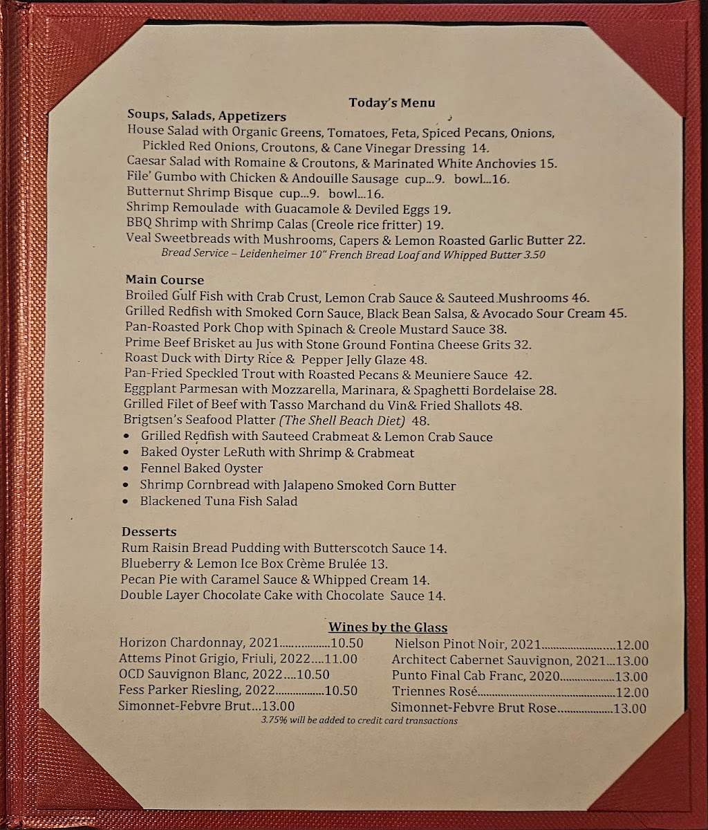 Brigtsen's Restaurant Photo Menu 3