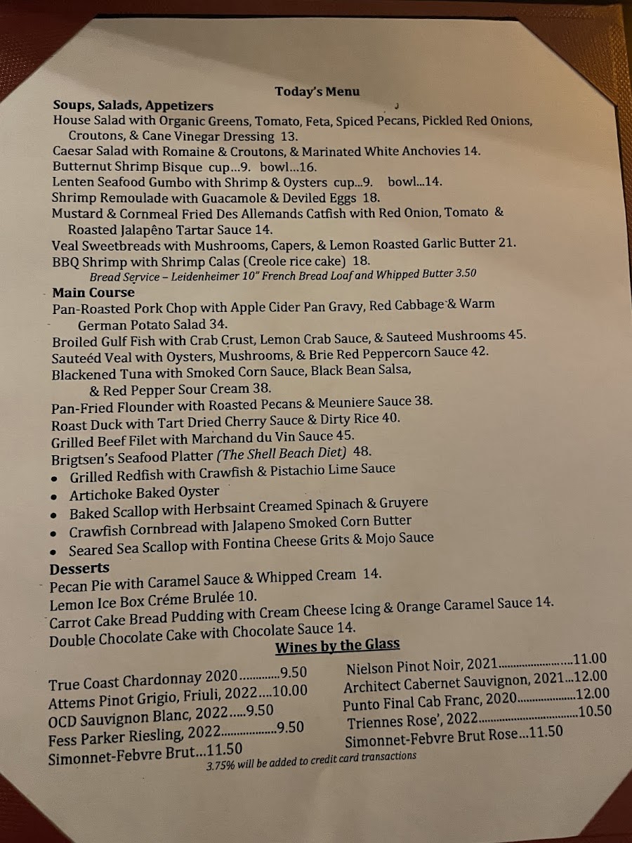 Brigtsen's Restaurant Photo Menu 6