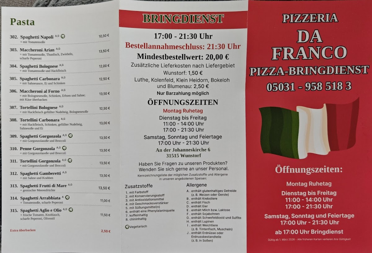 Pizzeria da Franco Photo Menu 2