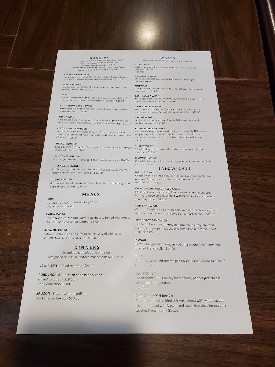 The Hideout Photo Menu 5