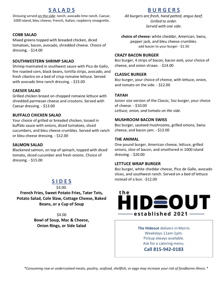 The Hideout Photo Menu 7