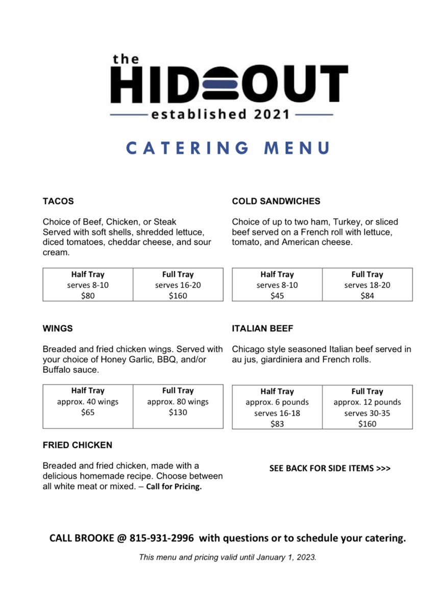 The Hideout Photo Menu 8