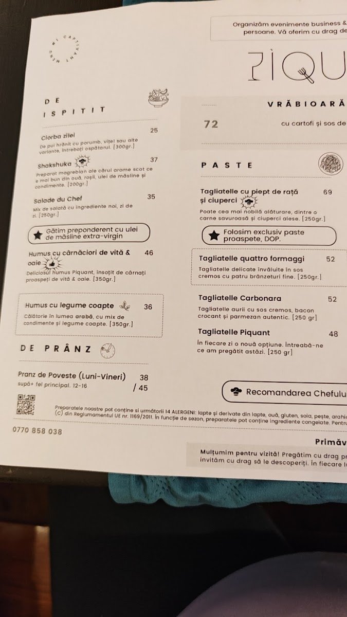 PIQUANT Restaurant Pitești Photo Menu 1