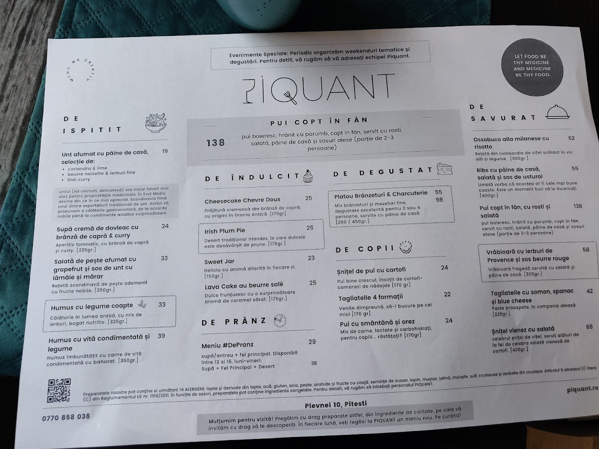 PIQUANT Restaurant Pitești Photo Menu 10