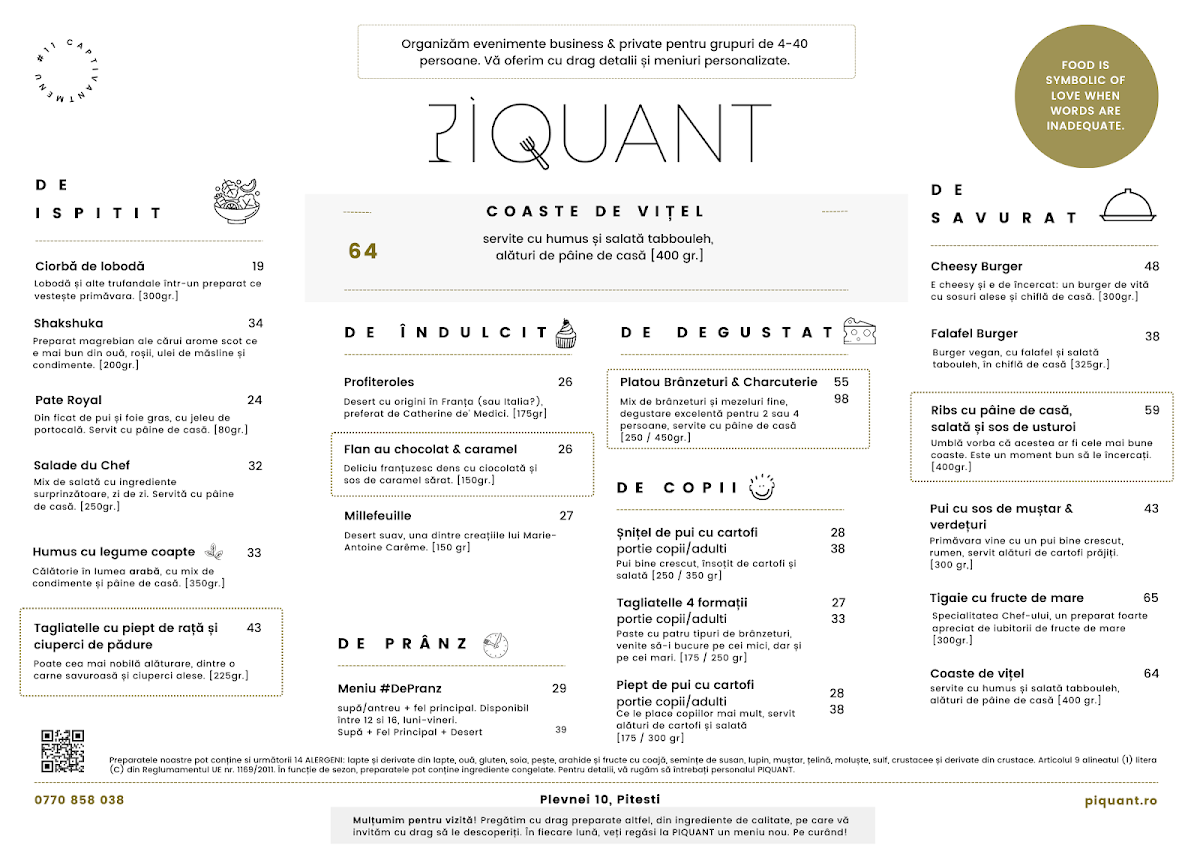 PIQUANT Restaurant Pitești Photo Menu 3