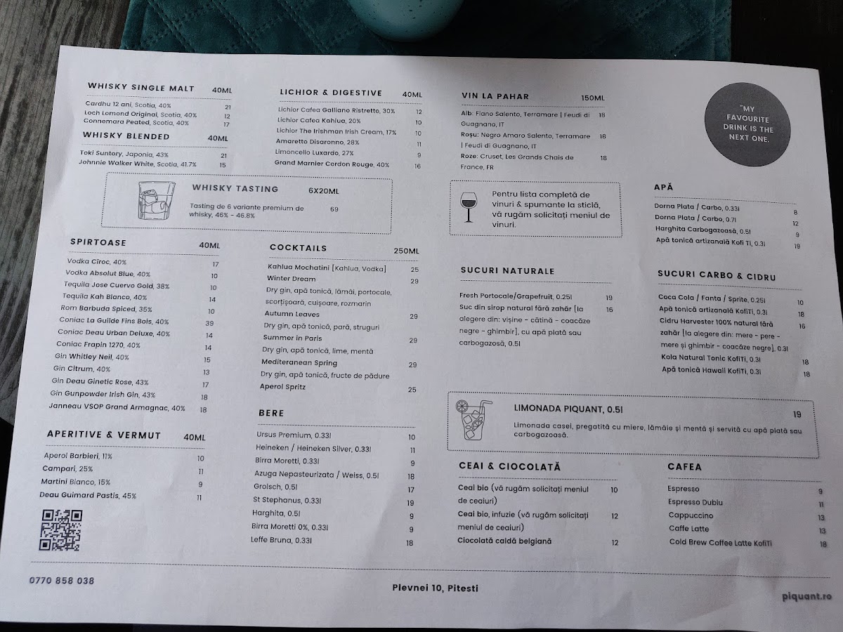 PIQUANT Restaurant Pitești Photo Menu 9