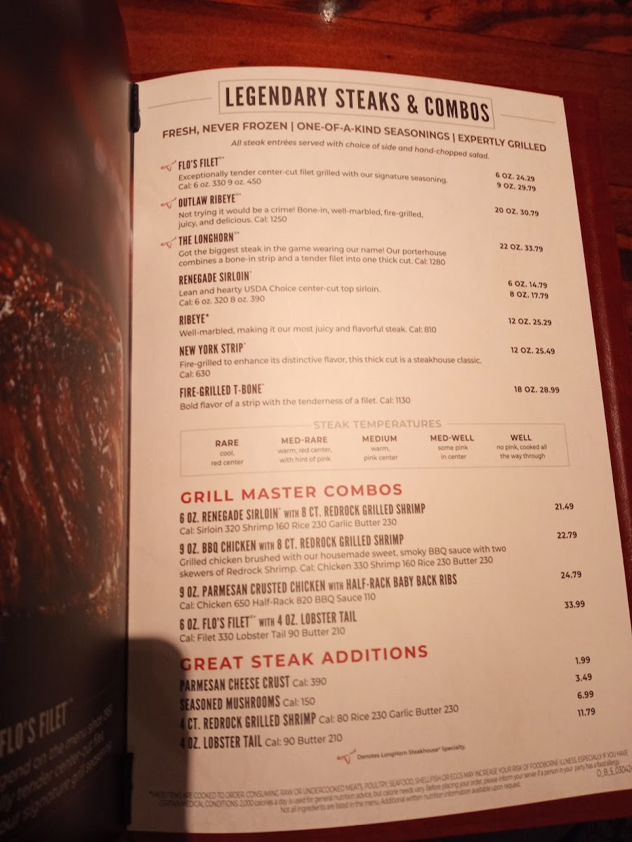 LongHorn Steakhouse Photo Menu 9