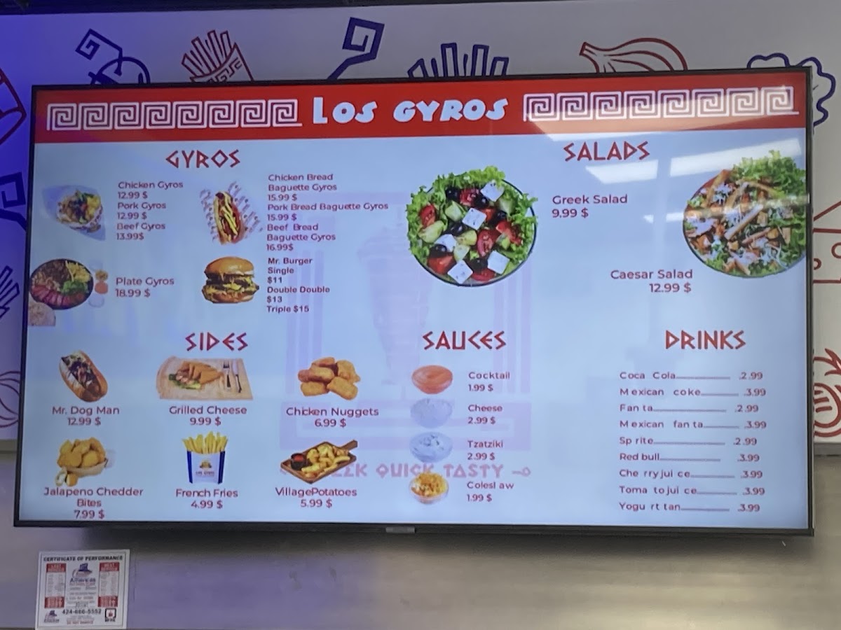 Los Gyros Photo Menu 2