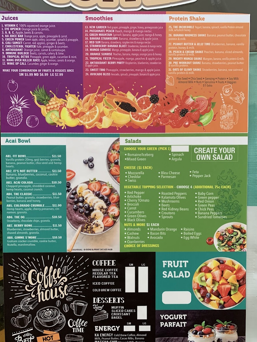 KA Juice Bar Photo Menu 1