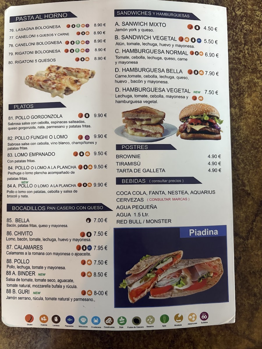Bella Italia Photo Menu 1