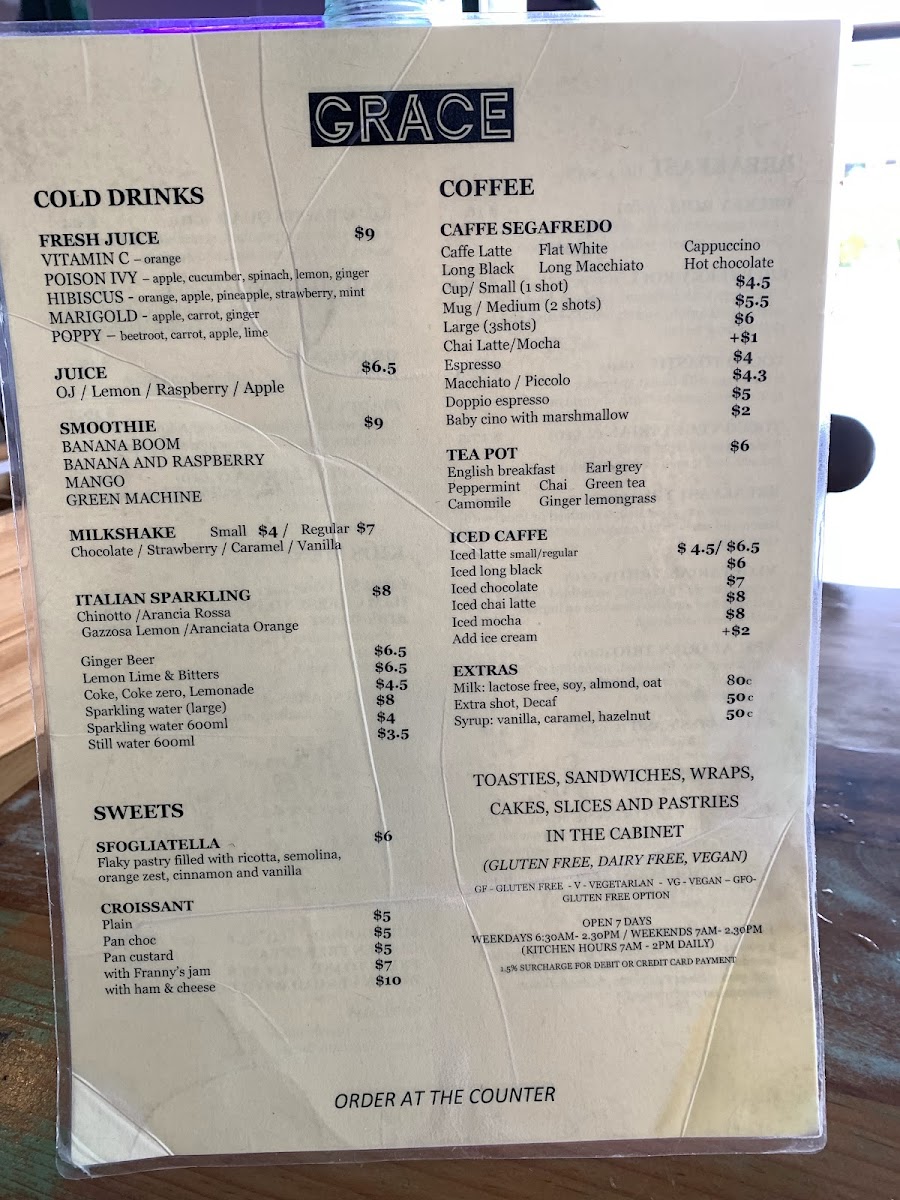 Grace Cafe Photo Menu 1