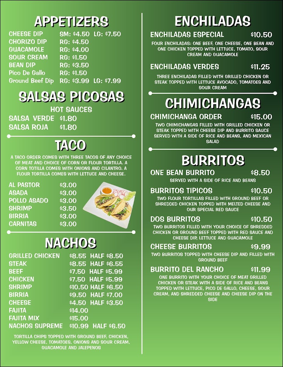 El Ranchero Mexican Restaurant Photo Menu 3