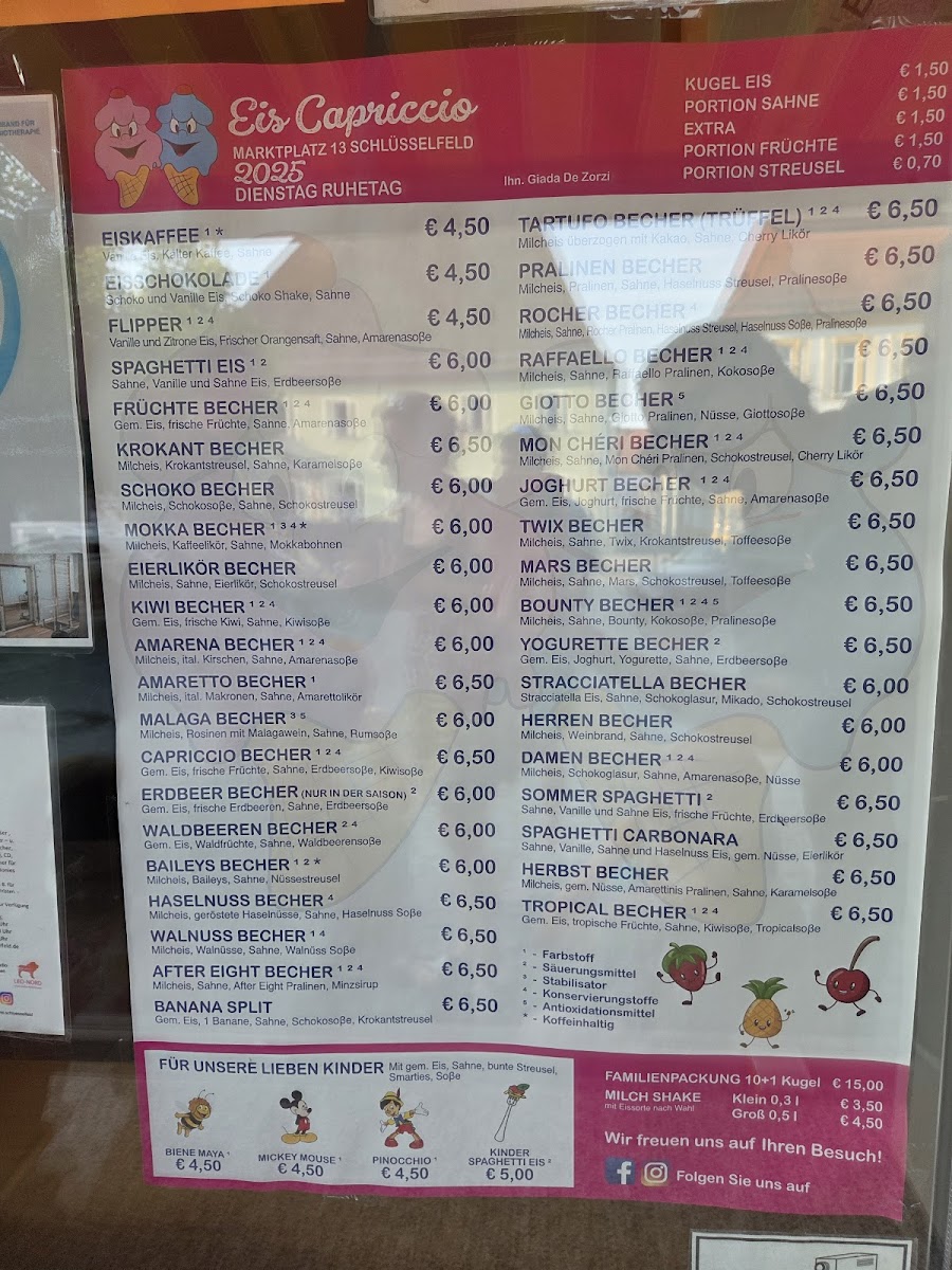 Eis Capriccio Photo Menu 1