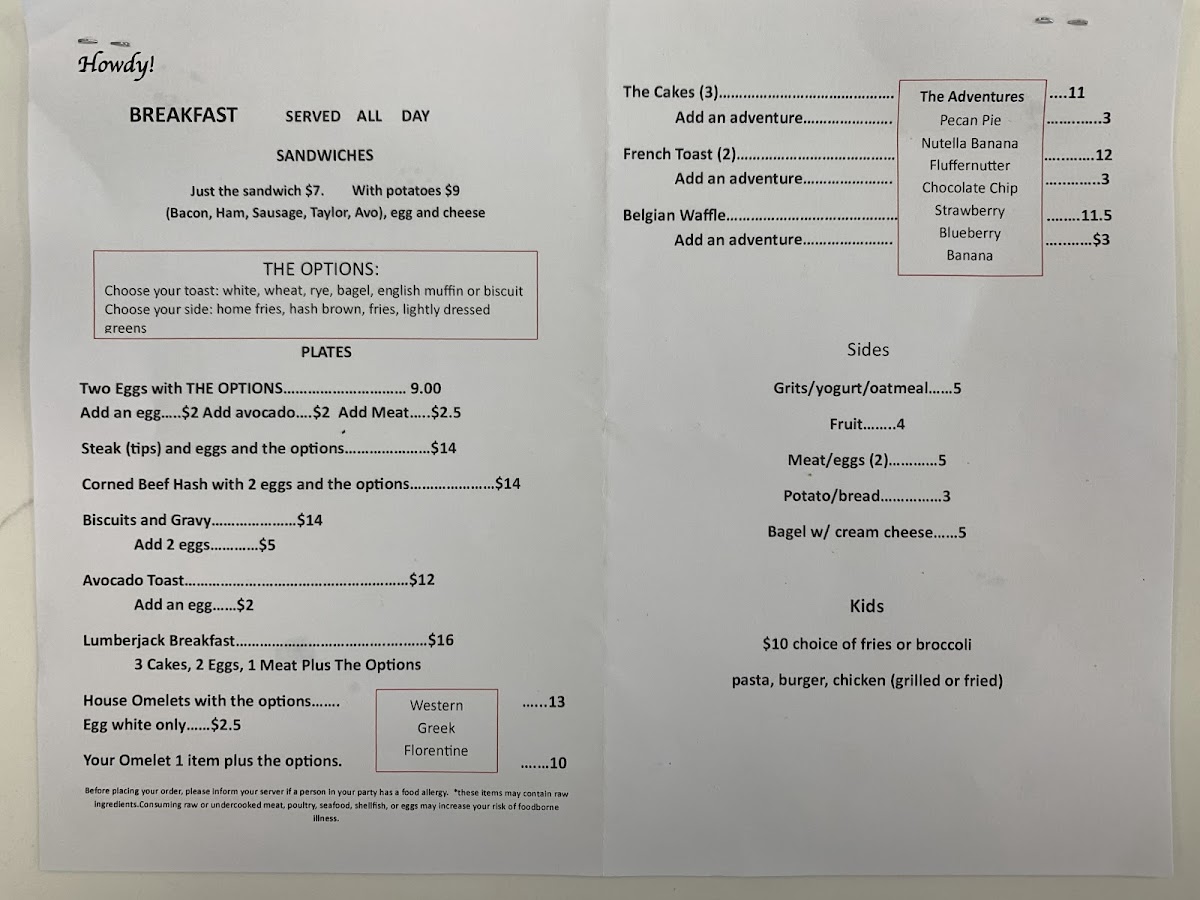 Nick's Restaurant Photo Menu 1