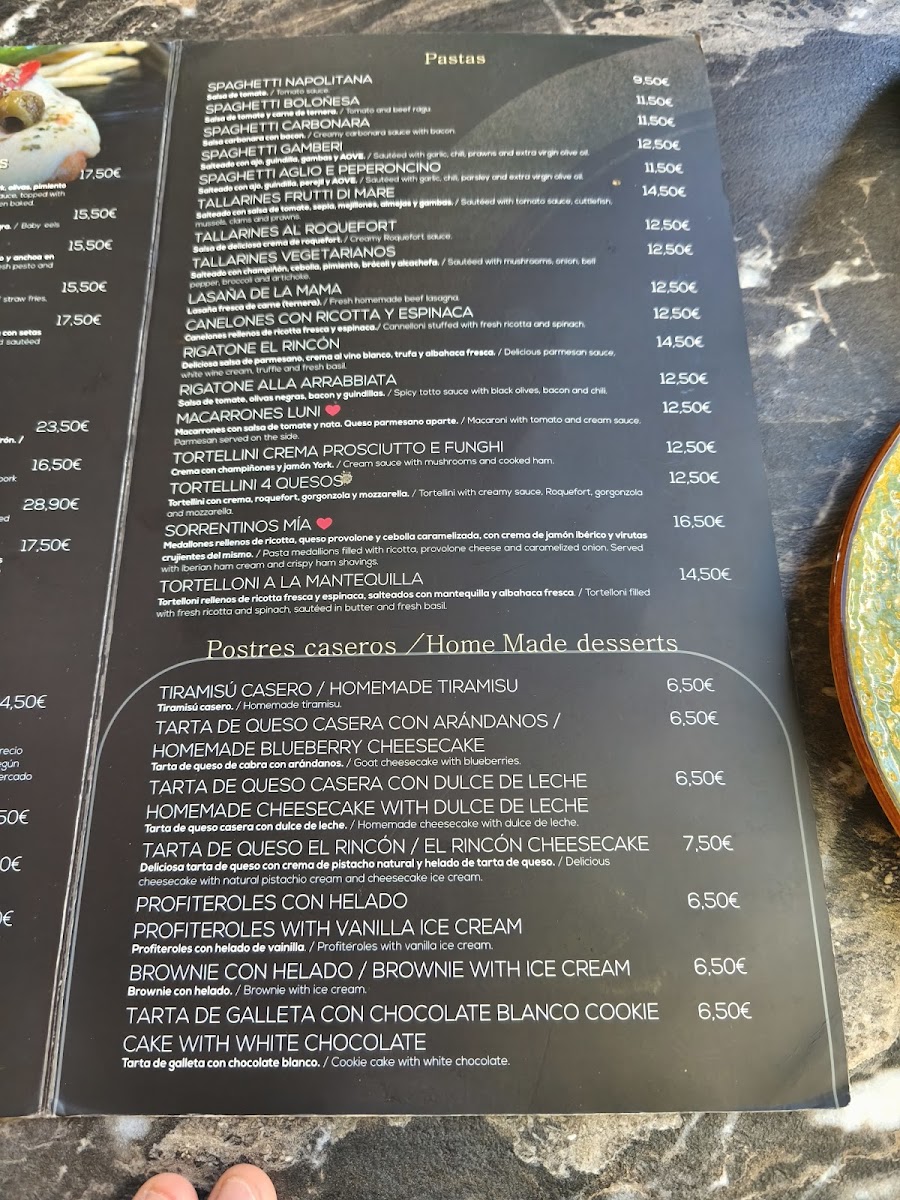 Restaurante El Rincón Photo Menu 2