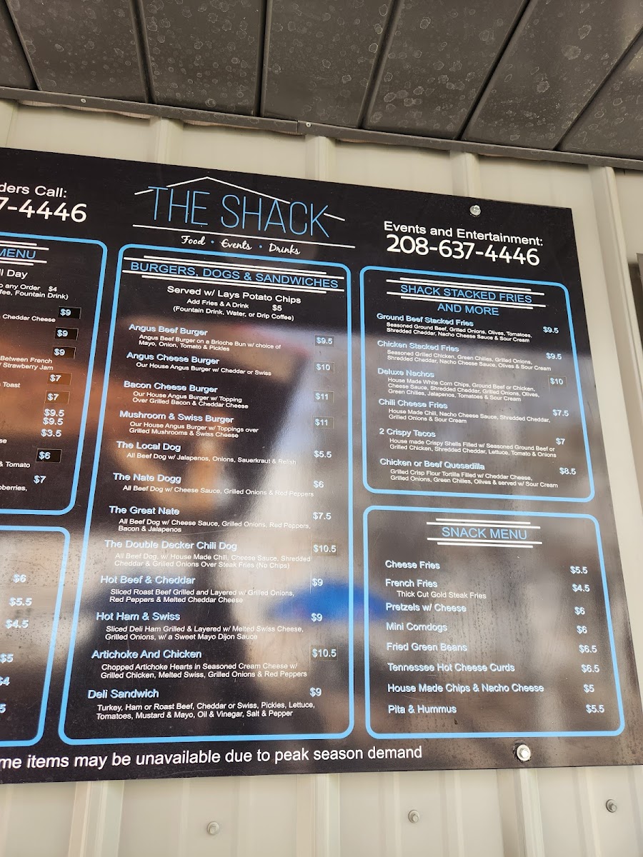 The Shack Photo Menu 5