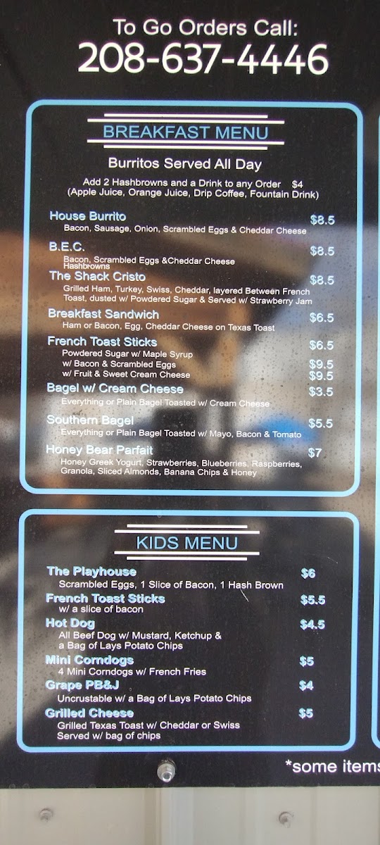 The Shack Photo Menu 9