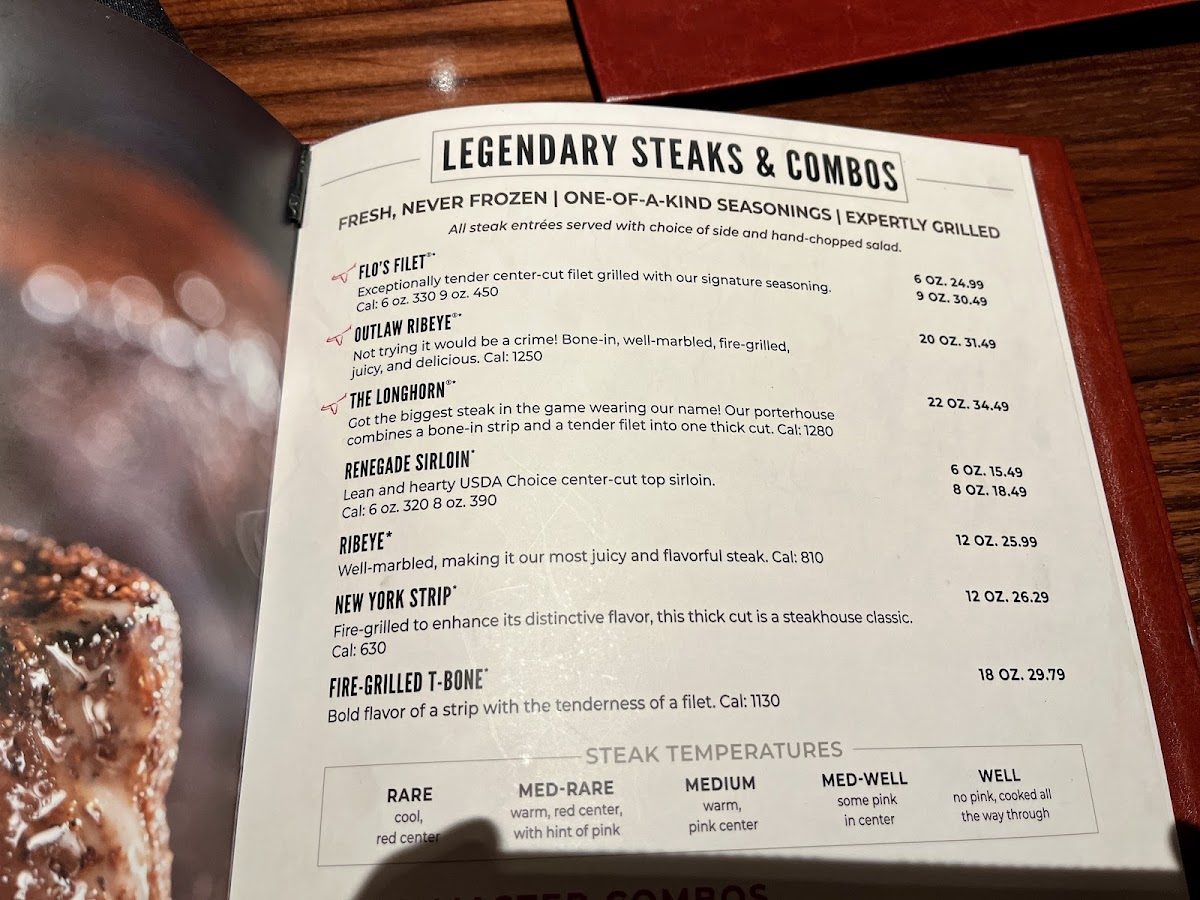 LongHorn Steakhouse Photo Menu 2