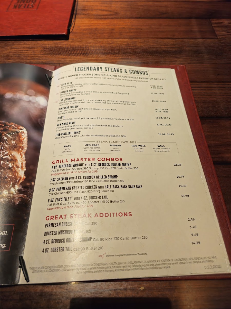 LongHorn Steakhouse Photo Menu 4