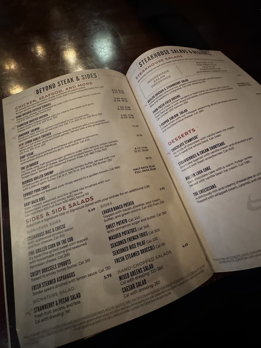LongHorn Steakhouse Photo Menu 6