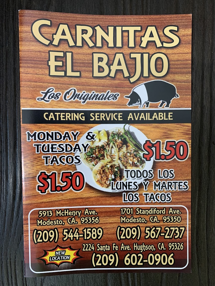 Carnitas el Bajio Photo Menu 2