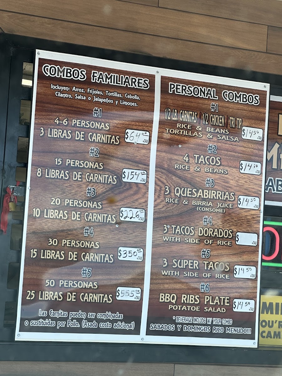 Carnitas el Bajio Photo Menu 8