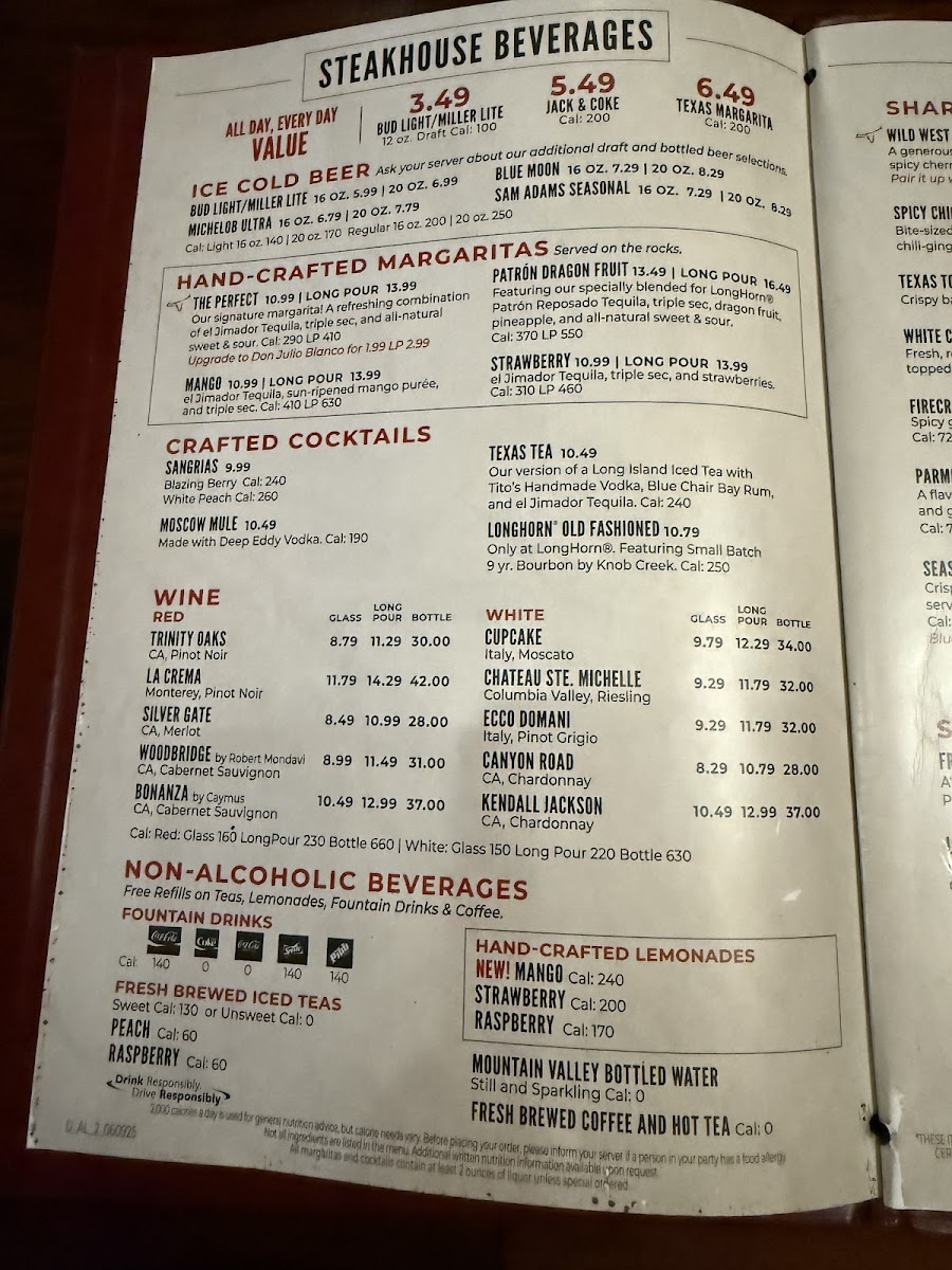 LongHorn Steakhouse Photo Menu 4