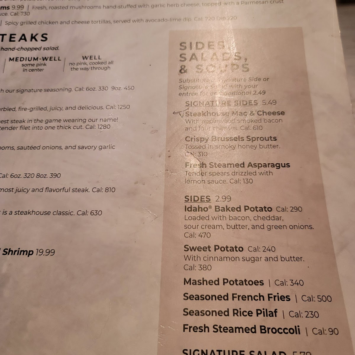 LongHorn Steakhouse Photo Menu 9