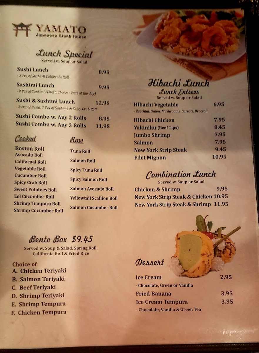 Yamato Japanese Steakhouse Photo Menu 2