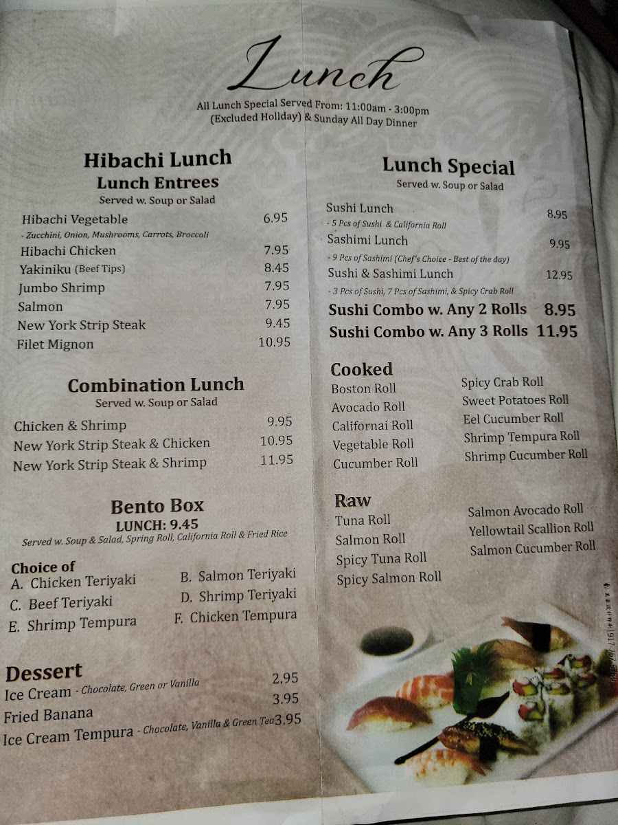 Yamato Japanese Steakhouse Photo Menu 5