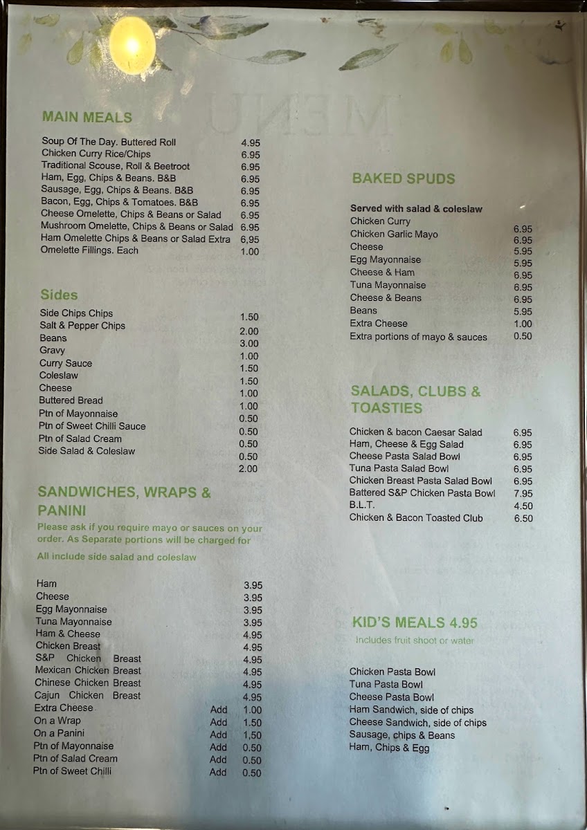 The Bistro Photo Menu 1