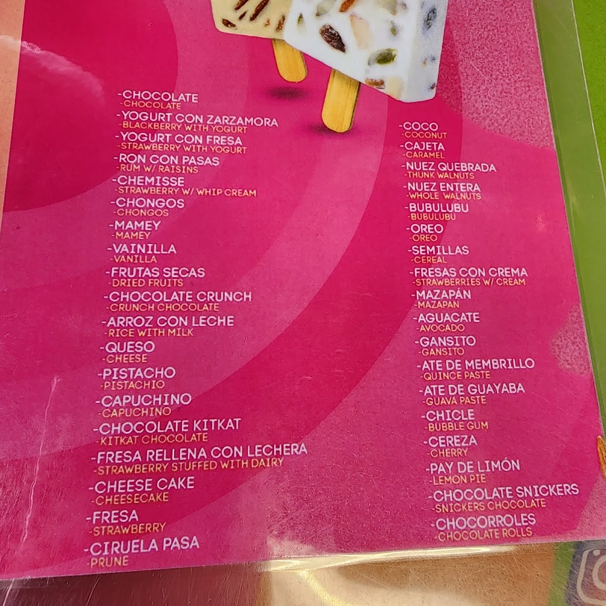 La Michoacana Ice Cream Photo Menu 1