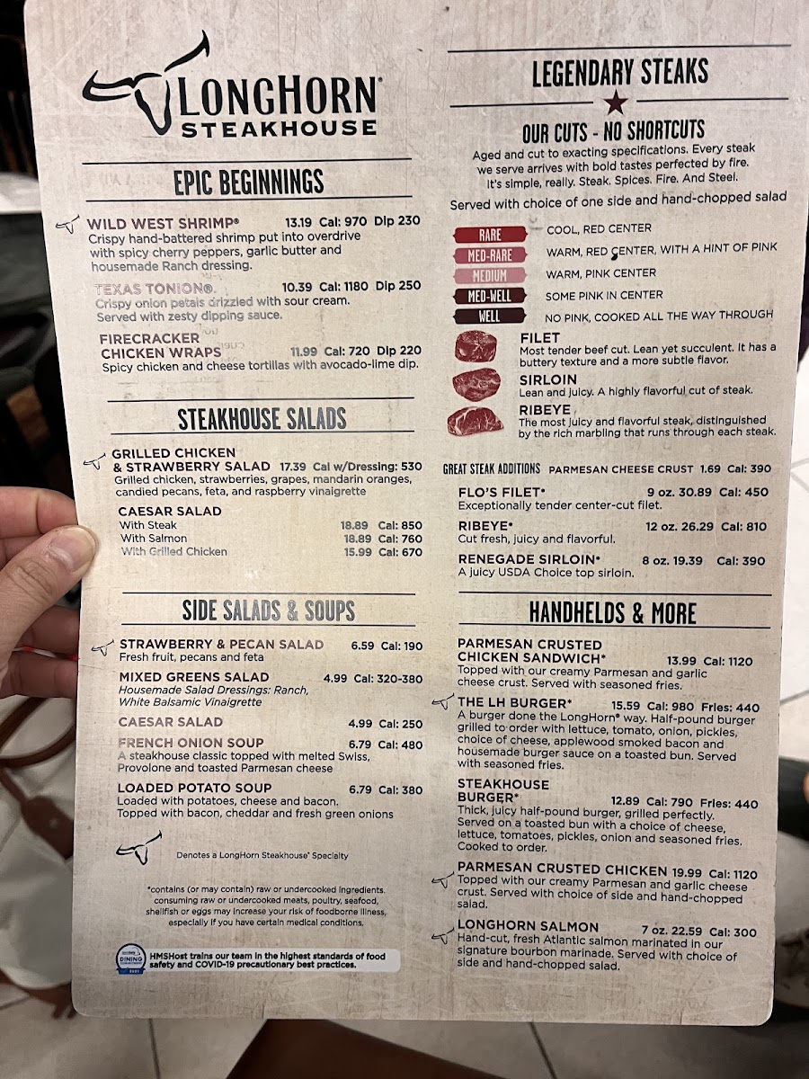 LongHorn Steakhouse Photo Menu 3