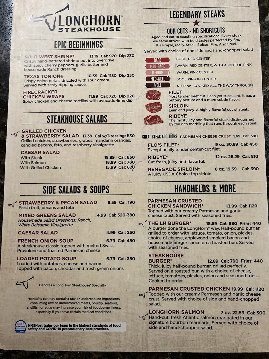 LongHorn Steakhouse Photo Menu 5