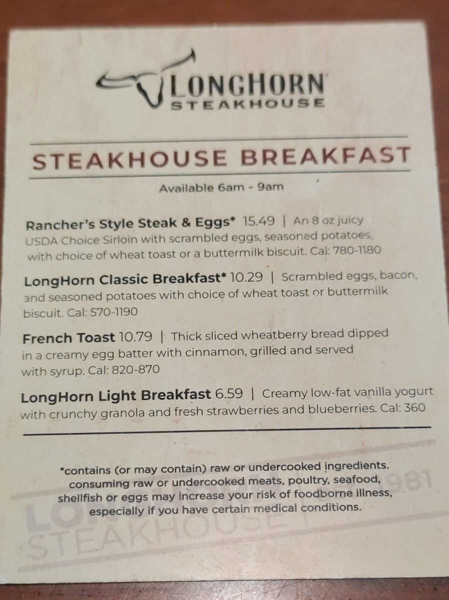 LongHorn Steakhouse Photo Menu 9