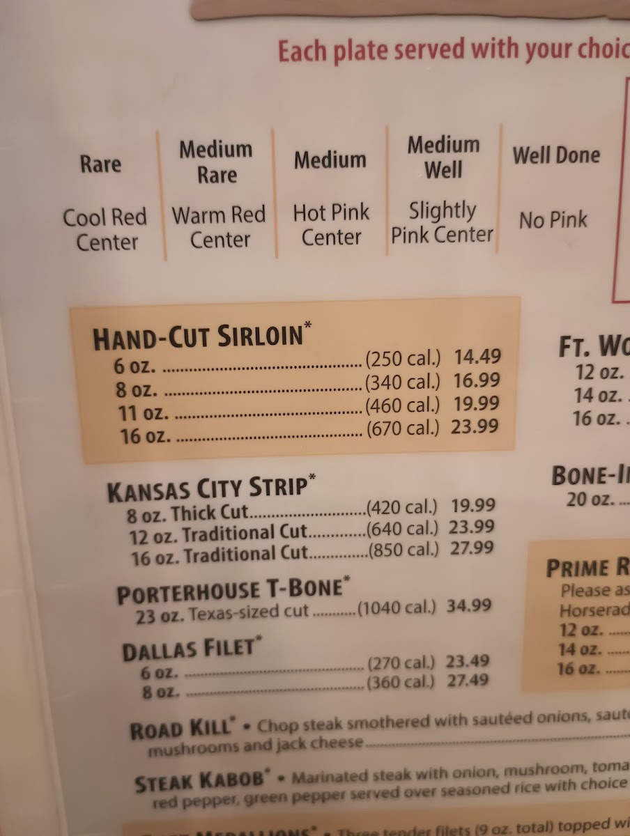 Texas Roadhouse Photo Menu 2