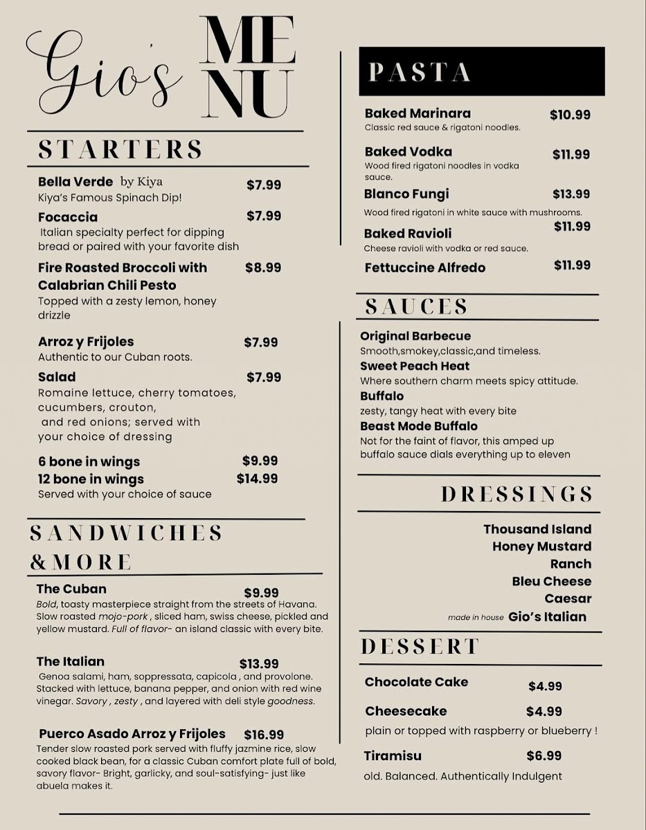 Gio’s Pizzeria Photo Menu 1