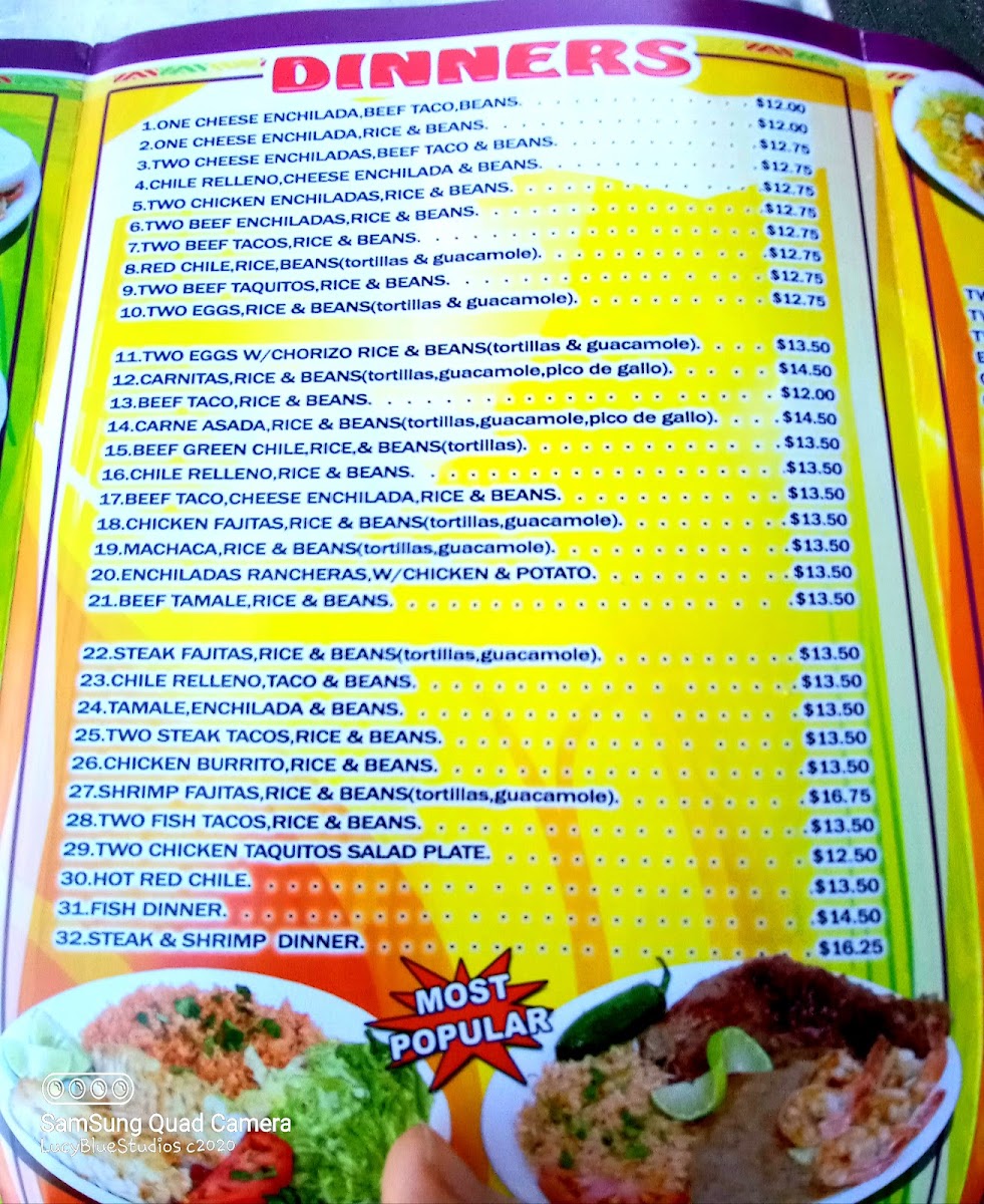 El Tarasco Photo Menu 1