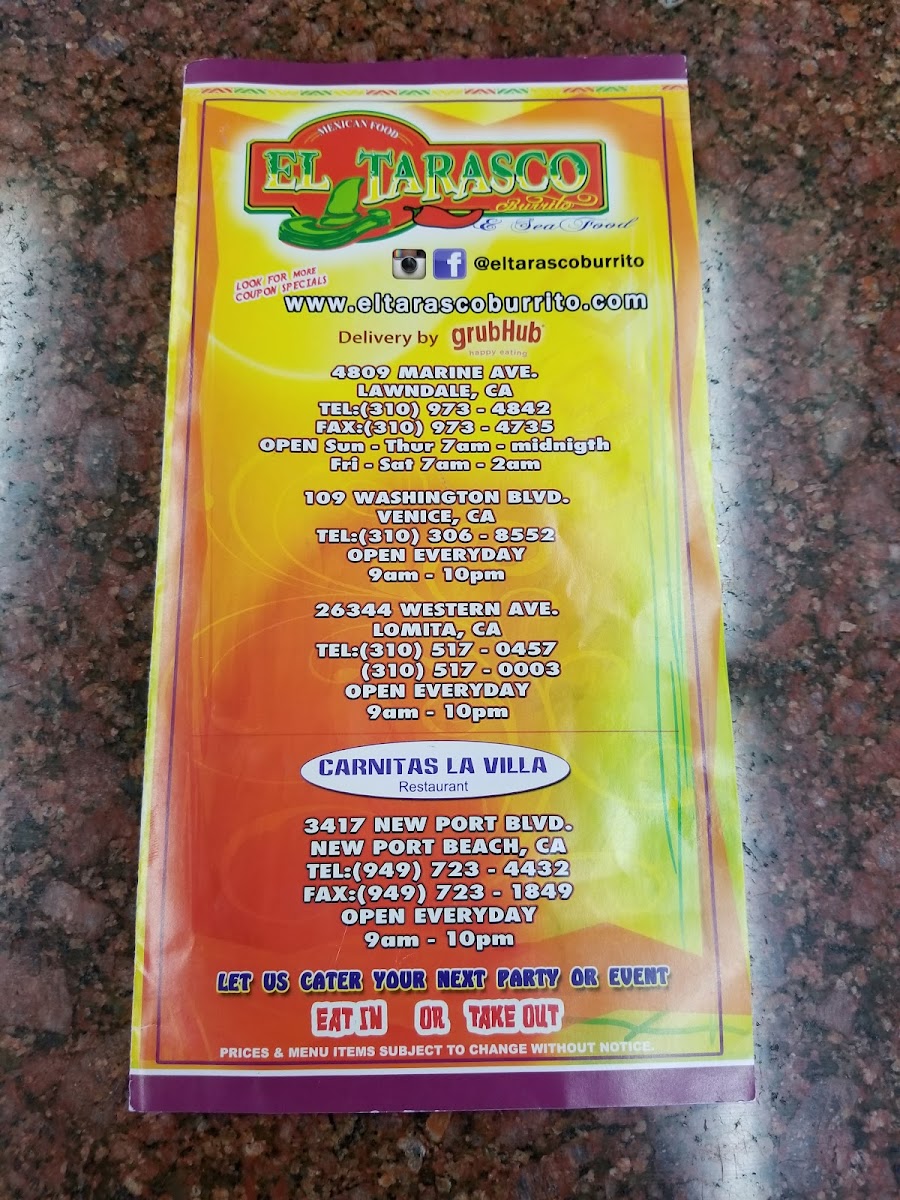 El Tarasco Photo Menu 8